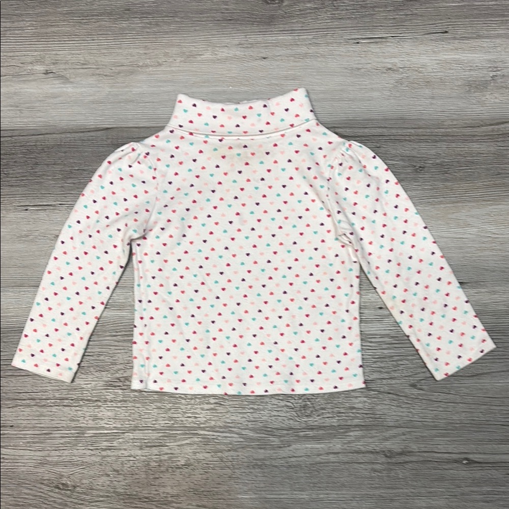 White Turtleneck with Colorful Heart Pattern 5/$20